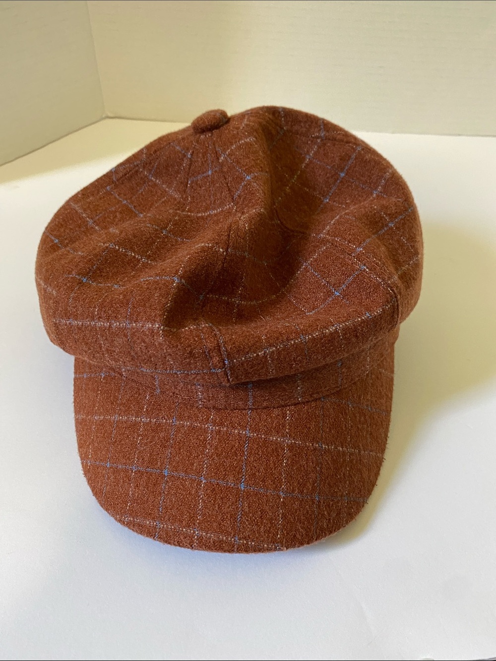 Brown Red Plaid Newsboy Cap Women
